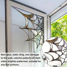 1pc/Set Halloween Spider Web Transparent Film Glass Sticker, Colorful Electrostatic Decorative Sticker, Suitable For Halloween Party Home Window Decoration Door Sticker - Multiple Styles - View 7