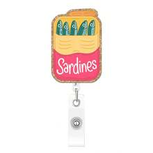 1pc Funny Glitter Sardine Easy-Open Can Fish Theme Retractable Badge Reel Creative Hanging Ornament ID Holder - Multicolor - View 8