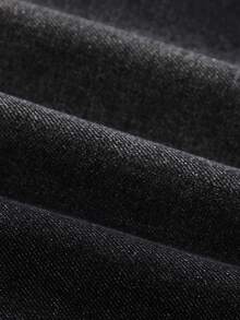 Girls' Black Denim Jeans, Fashion Casual Versatile Style, Cat Whisker Wash Effect, Wide Leg Long Pants, Suitable For Spring, Summer, Autumn, Winter - Black - View 8