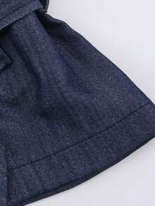 Women's Solid Color Sleeveless Collared Tank Top With Belt Summer - Navy Blue - View 7