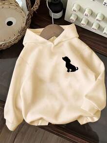 Tween Girl Fun Print Pullover Sweatshirt, Warm And Comfortable Thermal Lined Pullover Sweatshirt For Autumn/Winter - Apricot - View 5