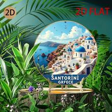 2D Flat Round Santorini Greek Art Mediterranean Style Wall Decor, Suitable For Home Travel Themed Spaces, 2D Flat, Perfect For Room Decoration (Random Style) - A - View 5