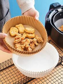 50Pcs Round Disposable Air Fryer Liners, Heat Resistant Non-Stick Oilproof Parchment Paper, Cooking Liner For Home Kitchen Baking Roasting Birthday Party Cooking Supplies - Multicolor - View 3