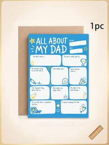1/3pcs Personalized All About My Dad Fillable Greeting Card,Custom Text, Kids Handmade Gift For Dad, Meaningful Memory Keepsake Card - Multicolor - View 6
