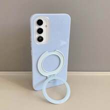 Nueva funda de teléfono con brillo y soporte en forma de U pequeña, compatible con Apple 17 Pro Max/15 Pro Max/14 Pro Max/13 Pro Max/12 Pro Max/11 Pro Max/XS Max/7/8 Plus, S25/S22/S23/S24+/A04/A05/A14/A15/A24/A25/A34/A54S, 13C+, Moto G, Note 13C/12/11 Pro, juego completo - Azul - Ver 2