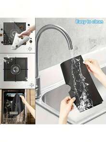 1/4/8pcs Gas Stove Anti-Oil Anti-Stain Mat, Washable Cleaning Mat, Burner Protection Mat, Anti-Stain Anti-Heat Mat, Fire-Resistant Material, Gas Stove Protection Mat, Suitable For Home Gas Stoves, Household Goods - Multicolor - View 4