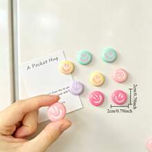 8/14/20pcs Random Color Smiling Face Refrigerator Magnet, Resin Circular Decorative Magnet, Home Decoration, Kitchen Photo Decoration Accessories, Birthday Gifts, Festival Party Gifts - Multi-color - View 3