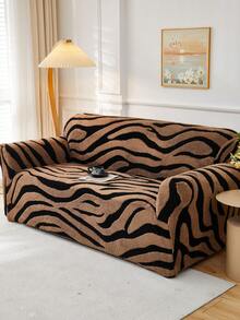 1PC Cationic Soft Cotton Plush Pet-Friendly Anti-Dirt Anti-Dust Sofa Cover, Embossed Plush Jacquard Zebra Stripe Multi-Color Rich Autumn/Winter Thickened Jacquard Plush Sofa Cover For 1/2/3/4 Seater Sofas - Multicolor - View 6