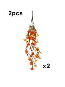 1/2/4/6pcs Artificial Autumn Hanging Flowers, Bright Orange Artificial Hanging Flowers, UV Resistant Home Decor, Suitable For Bedroom Decoration, Porch, Patio, Garden Farmhouse, Wedding, Harvest Festival, Thanksgiving, Halloween, Outdoor Artificial Flowers Autumn Decoration - Brown Double Color - View 9