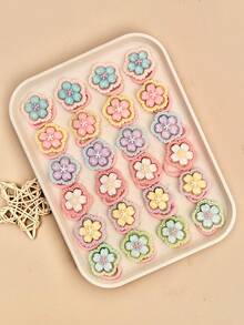 6/14/28pcs Random Assorted Girls Colorful 3D Flower High Elasticity Hair Ties, Sweet Cute Versatile Daily School Travel Braiding Hair Accessories - Multicolor - View 4