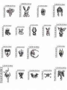 10pcs Nail Art Halloween Nail Charm Y2K Sweet Cool Style Nail Accessories French Light Luxury, Retro Gothic Punk Style Spider, Bat, Skull, Horror Rabbit, Angel Nail Gem DIY Nail Salon Exclusive - Multicolor - View 7