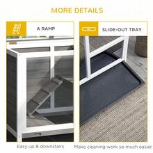 PawHut Indoor Rabbit Hutch With Wheels, Desk And Side Table Sized, Wood Rabbit Cage, Waterproof Small Rabbit Cage, Gray - Grey - View 1