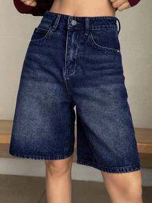 Teen Girls Fashion Loose Straight Leg Casual Summer Shorts - Blue - View 6