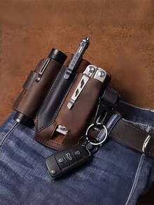 1 Tactical Composite Leather Waist Bag - A Portable Tool And Flashlight Storage Bag With Multiple Compartments. Made Of Durable Composite Leather, It Can Safely Store Knives, Flashlights, Tools And Camping Equipment. - Tactical Waist Bag - View 4