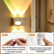 1/2 قطعة مصباح حائط RGB، إضاءة علوية وسفلية، مصباح ليلي LED، مصباح جانبي للسرير، مصباح كشاف ذكي بحساس، مصدر إضاءة متعدد قابل للشحن 16 لون RGB + 3 درجات حرارة لونية، مصباح حائط بحساس مغناطيسي داخلي لديكور المنزل، 1200mAh - A - مشاهدة 4