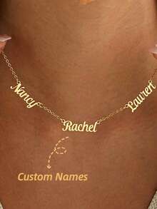Collar con nombre personalizado, Collar con múltiples nombres personalizados, Collar con colgante de nombre personalizado de 1-4 letras, Collar con nombre personalizado de moda para mujer, Joyería de acero inoxidable, Joyería de verano, Regalo del Día de la Madre, Regalo de Ramadán, Regalo de accesorio de playa - Multicolor - Ver 2