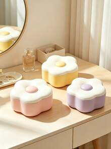 1pc Ins Style Floral Foldable Makeup Mirror With Multi-Compartment Storage, Luxury Cute Vanity Mirror, Large Capacity Dust-Proof Storage Space, Suitable For Desktop, Dorm And Vanity Table Jewelry & Cosmetics Organizer - Multicolor - View 8