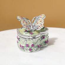 SUSUZUKU 1pc Creative Gift Metal Enamel Craft Vintage Heart-Shaped Butterfly Jewelry Box, Creative Birthday Gift, Valentine's Day Gift - Multicolor - View 11
