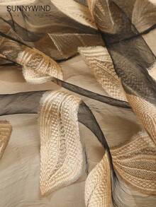 1pc Women's Leaf Pattern Versatile Elegant Lady Polyester Jacquard Scarf For Daily Use - Beige - View 3