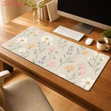 1pc Minimalist Non-Slip Oval Mouse Pad, Beige Background With Pink And White Daisy And Lavender Floral Pattern, Suitable For Office Desk, Computer, Desk, Dorm, Home Office And Desktop Decor Accessory - A - View 5