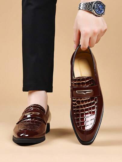 Men's British Style Business Casual Dress Shoes, Pointed Toe Slip-On Loafers, Suitable For White Black Suits, Casual Trousers, Straight Leg Jeans, Commuting, Office, Gatherings, Dates, Evening Parties, Balls, Weddings, Parties, Pubs And Various Occasions