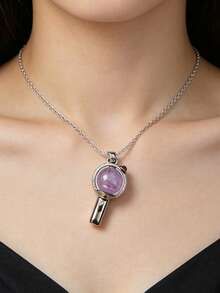 1pc Fashion Boy Band Same Style Army Bomb Necklace, High Quality Fan Support Merchandise Collarbone Chain, Suitable For Women To Wear - A - View 4