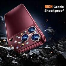 NNBILI 1pc Colorful Rhinestone Faux Original Lens Protector, New Colorful Rhinestone Design, Compatible With IPhone 18 Pro Max, Multiple Colors Available - Lens Protection Accessory, Tempered Glass Material, Scratch-Resistant, Camera Lens Cover, Easy To Install - Burgundy - View 7