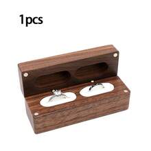 1pc Personalized Wooden Double Slot Magnetic Ring Box, Custom Engraved Flip Top Ring Box, Engagement, Proposal, Wedding And Anniversary Gift - Multicolor - View 7