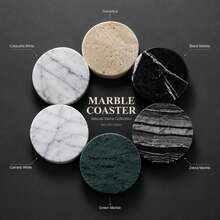Natural Marble Coaster Set, Round Heat-Resistant Stone Pads, Non-Slip Base, Luxury Home Bar And Coffee Table Decor - Antique Wood Grain - View 4