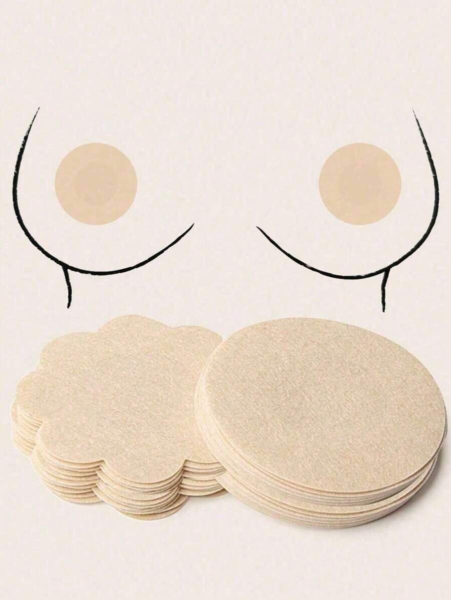 50pcs Nipple Pasties Disposable Nipple Covers For Women, Latex Free Satin Breast Petals