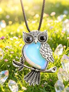 1/5/10/20/50pcs Multi-Color Fashion Metal Inlaid Natural Crystal Owl Pendant Necklace, Natural Amethyst, Suitable For Women's Daily Wear - Owl - View 18