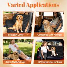 1pc Premium Dog & Cat Car Seat Cover, 100% Waterproof Bench Seat Protector, Scratch-Resistant, Non-Slip, Durable, Soft Pet Back Seat Cover For Cars, Trucks And SUVs, Back Seat Waterproof Dog Seat Cover, Protects Pet Fur And Mud, Washable, Compatible With Car Armrests - Black - View 7