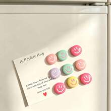 8/14/20pcs Random Color Smiling Face Refrigerator Magnet, Resin Circular Decorative Magnet, Home Decoration, Kitchen Photo Decoration Accessories, Birthday Gifts, Festival Party Gifts - Multi-color - View 7