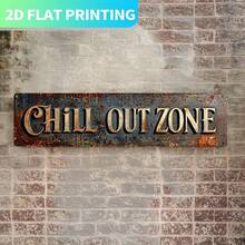 Vintage Metal Sign, Retro Wall Decor "Relaxation Zone" 40.01cm X 10.01cm Sign Style - Durable Decorative Panel, Suitable For Home, Office, Men's Space, Garage - Indoor/Outdoor Textured Design With Random Hole Placement - A - View 6