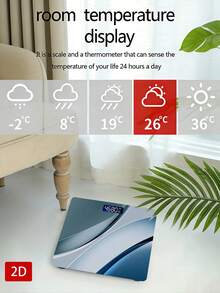 1pc Light Luxury Blue-Gray Curved Texture Scale/ Suitable For Small Scale,Household Scale,Compact Scale,Bathroom Scale /Easy To Apply /Measures Weight Up To 400 Lb/180kg,Tempered Glass Surface,Temperature Detection,Uses AAA ( Not Included) - Multicolor - View 7
