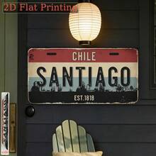 2D Flat Printed, 1pc, Vintage Sign, Decorative Plaque & Ornament, Santiago Chile Vintage City Sign, Retro Home Decor, For Decoration Only, Industrial Style Sign, Birthday Gift, Garage Decor (Random Style) - A - View 9
