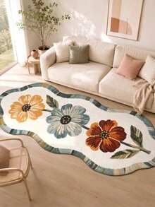 DAJIANG 1 pieza Alfombra con estampado floral vintage, felpudo antideslizante, alfombra suave, plegable y lavable, adecuada para sala de estar, cocina, baño, mesita de noche - Decoración del hogar, diseño reforzado, adecuada para otoño/invierno, alfombra de cocina para Acción de Gracias - Multicolor - Ver 5