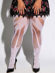 1pc Women Plus Size Multi-Color Fishnet Tights, Gothic Hollow-Out ...