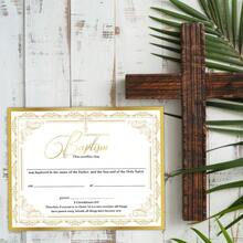1/12 Folhas de Certificados de Batismo da Igreja, Papel de Certificado de Dedicação do Bebê | Presentes de Batismo e Dedicação do Bebê, Suprimentos de Batismo da Igreja - Dourado - Visão 1