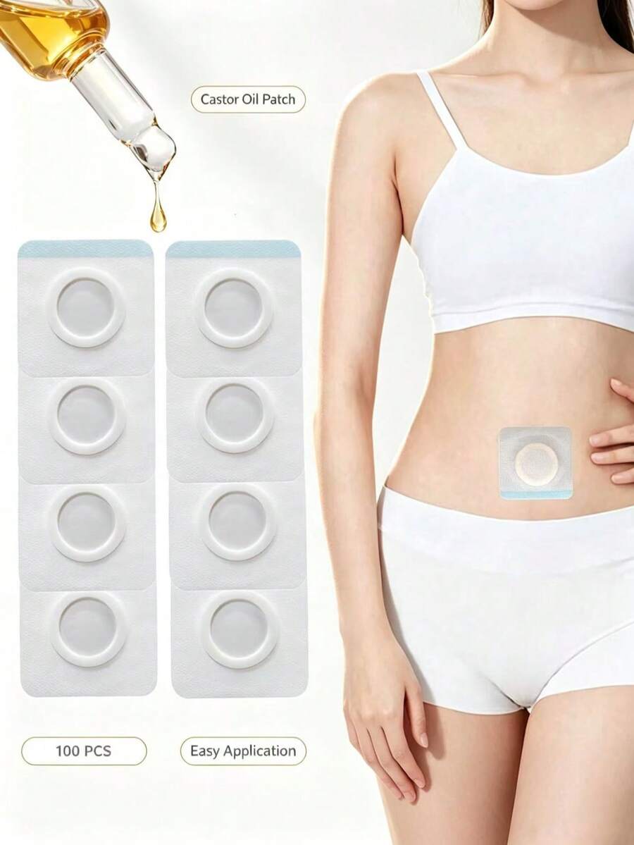 10/20/50/100Pcs(2.76in*2.76in) Castor Oil Pack Wrap, Castor Oil Patches Castor Oil Wrap In Belly Button, Spunlace Cloth Castor Oil Pack Castor Oil Patches, Self-Adhesive Castor Oil Compress Castor Oil Wrap Pads, White Multipurpose - Square - View 1