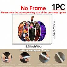 1pc Custom Halloween Customized Wall Art Gifts, Pumpkin Halloween Photo Collage Custom Poster For Room Gifts, Gifts For Halloween Lovers, Halloween Wall Art, Halloween House Decorations, Room Decor Aesthetic, Halloween Decor,Optional Frame. - Multicolor - View 13