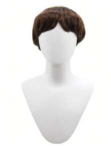 anxin Men Medieval Monk Short Brown Wig Half Bald Scalp Design Synthetic Hair Historical Carnival Costume Cosplay Wig - Brown - View 3