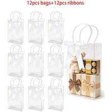 24pcs Transparent Plastic Gift Bags (6/12/24pcs), Includes White Ribbon, Waterproof Reusable Shopping Bags Gift Bags, Perfect For Wedding Favors And Party Gifts. Premium Quality, Includes Wholesale Packaging. - Multicolor - View 7