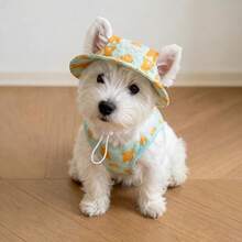 Spring Summer Autumn Dog Cooling Vest Set, Cartoon Print Tank Top, Sun Hat, Breathable Sun Protection Pet Clothes, Suitable For Small Dogs, Westie, Teddy, Lightweight Quick-Dry High-Quality Anti-Hair Loss Belly Protection - Yellow - View 12