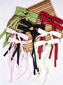 8/1pc Bow Ribbon Hair Clip Suitable For Girls Daily Wear - Multicolor - View 2