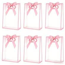 6pcs Transparent PVC Gift Bags With Bow Decoration, Clear Party Favor Bags With Handles, Suitable For Summer Weddings, Bridal Showers And Birthday Parties, As Cute Packaging Bags - Multicolor - View 15