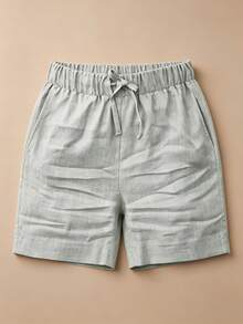 LuminousWealth Women's High Waist Non-Stretch Casual Shorts, Solid Color, Loose Fit, Suitable For Spring/Summer/Autumn - Light Grey - View 7