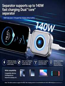 140W Type-C Portable Charger With Color Indicator Light And Auto Power-Off Protection - Silver - View 5