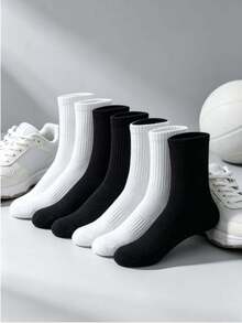 6/10/12/20 pares de calcetines gruesos de invierno para hombre en blanco y negro, calcetines altos hasta la rodilla ajustados de moda casual para deportes al aire libre, negocios casuales y vacaciones - Multicolor - Ver 3
