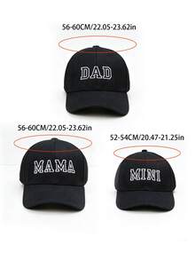 2件組母子款棒球帽，刺繡MAMA MINI，母親節兒童節鴨嘴帽 - 黑色三件裝 - 查看 2